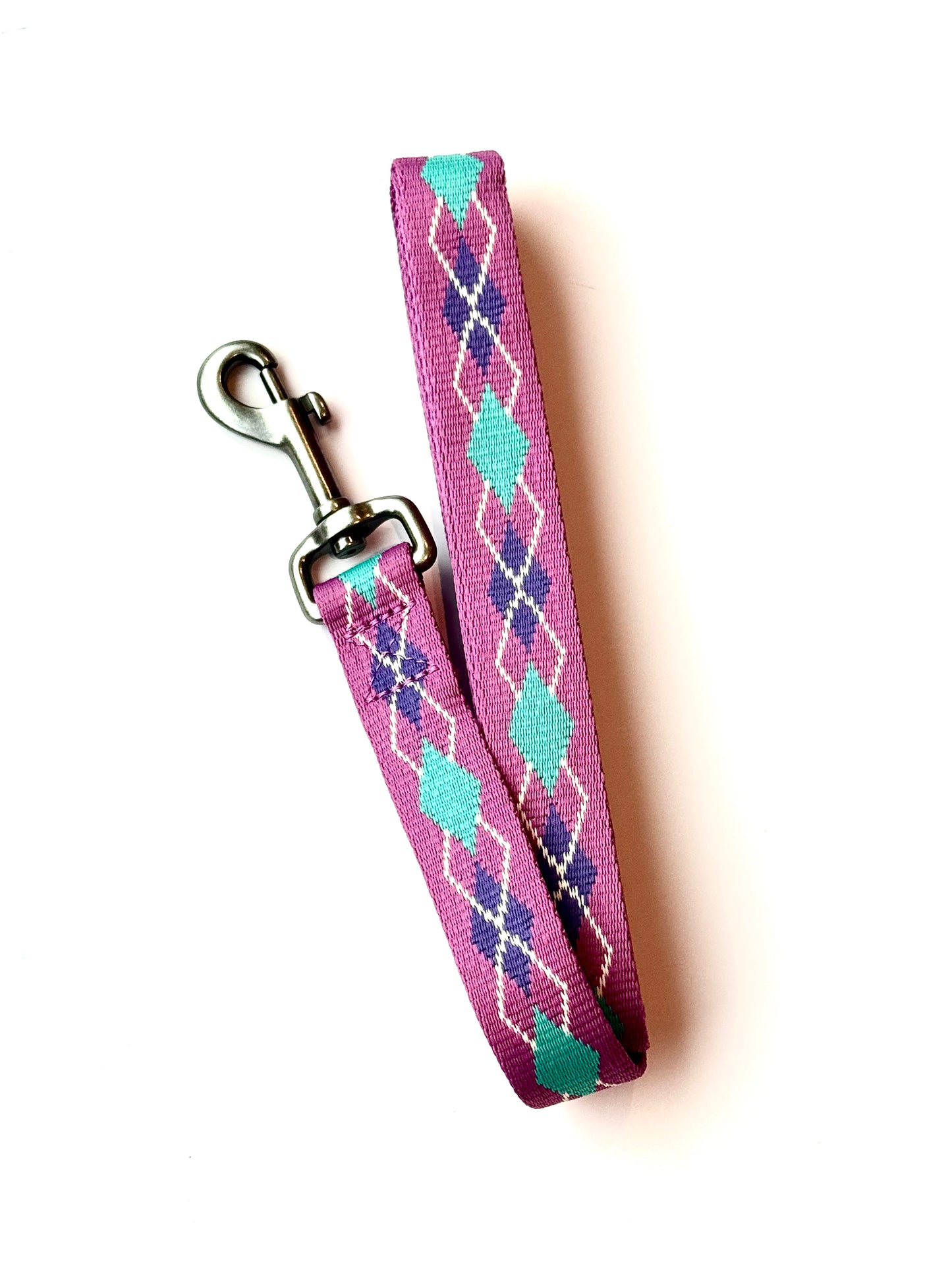 The Original 5’ Recycled PET Pink Argyle Dog Leash